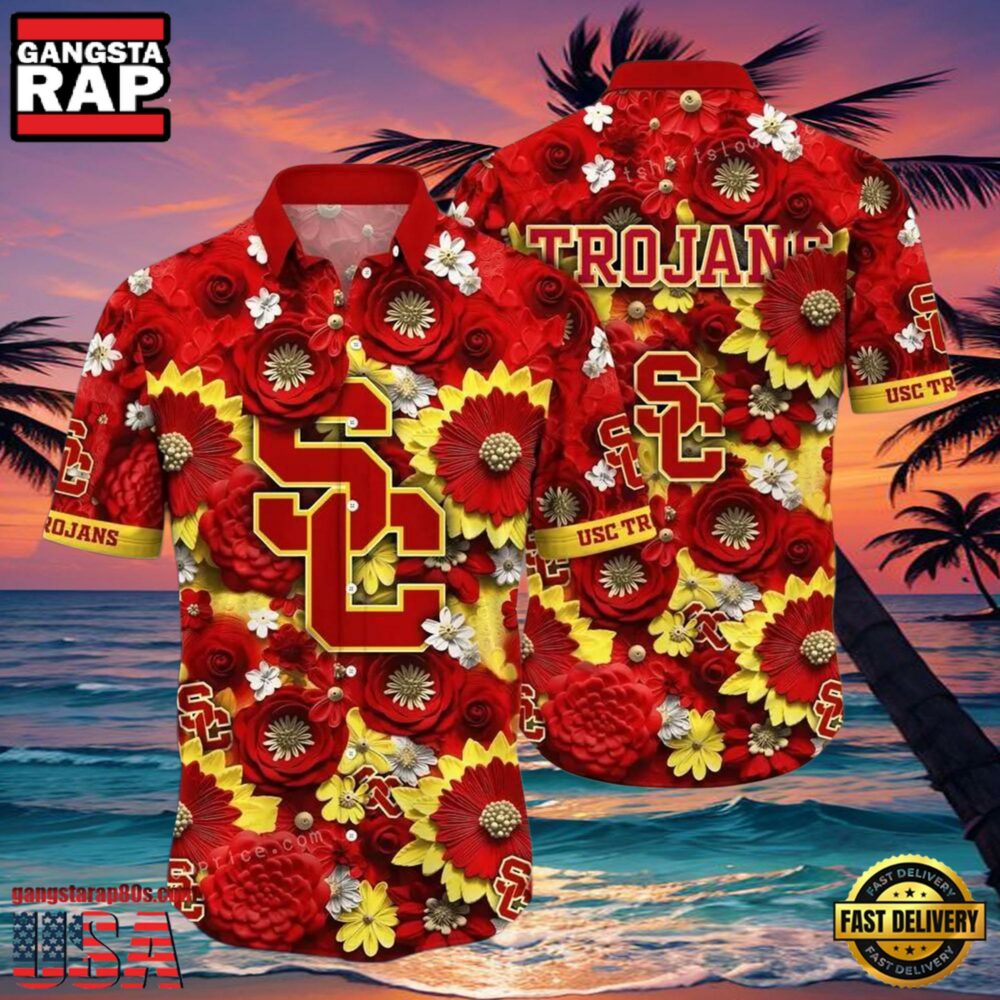 NCAA Usc Trojans Flower Hawaiian Shirt Outfit 3D Shirt, Usc Trojans Football Gift Ideas NCAA Usc Trojans Flower Hawaiian Shirt Outfit 3D Shirt, Usc Trojans Football Gift Ideas