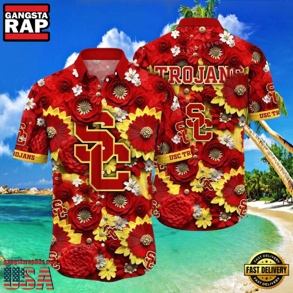NCAA Usc Trojans Flower Hawaiian Shirt Outfit 3D Shirt, Usc Trojans Football Gift Ideas.jpgGroup