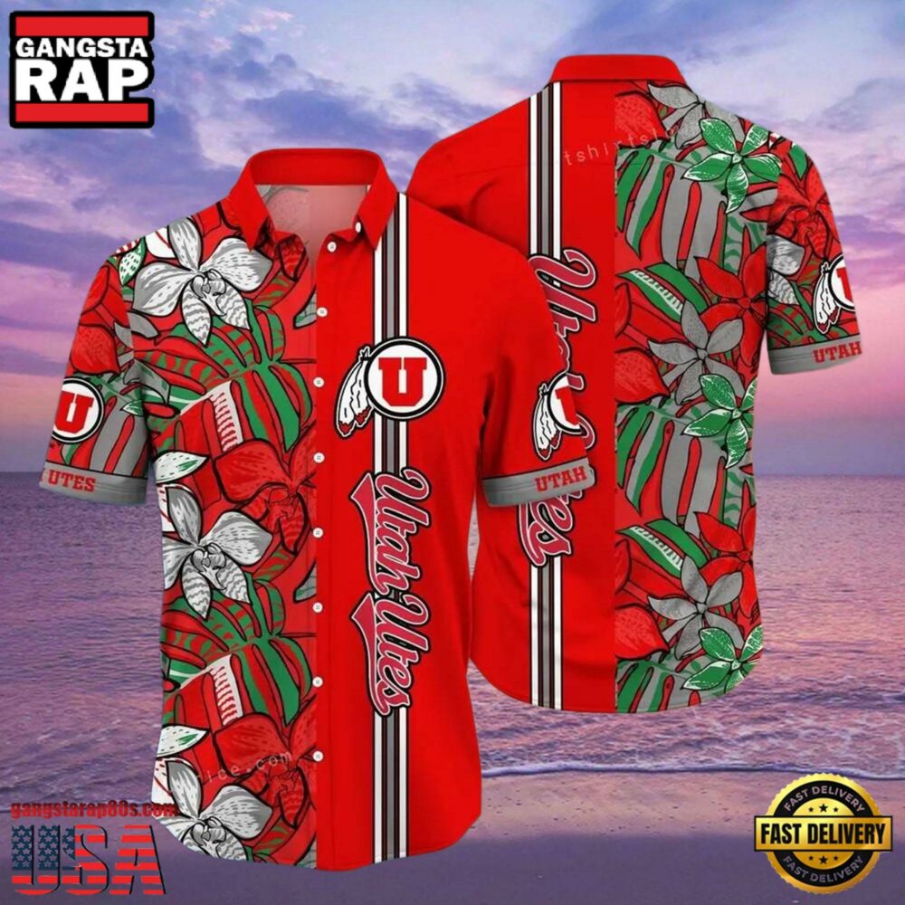 NCAA Utah Utes Flower Hawaiian Shirt 3D Shirt, Utah Utes Football Gifts.jpgGroup