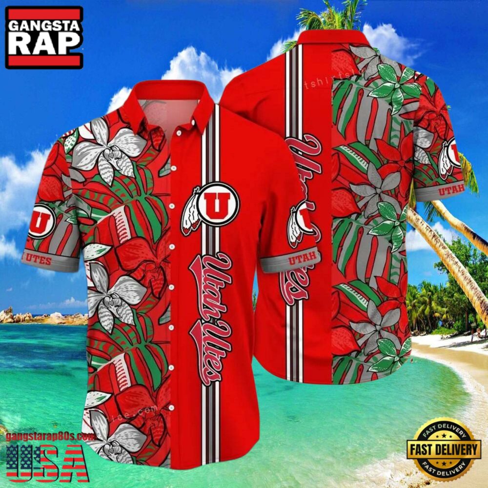 NCAA Utah Utes Flower Hawaiian Shirt 3D Shirt, Utah Utes Football Gifts.jpgGroup