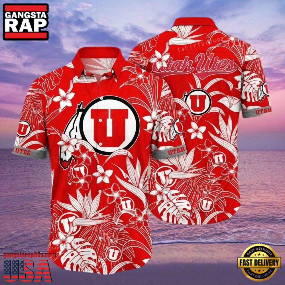 NCAA Utah Utes Flower Hawaiian Shirt Outfit 3D Shirt, Gifts For Utah Utes Fans.jpgGroup