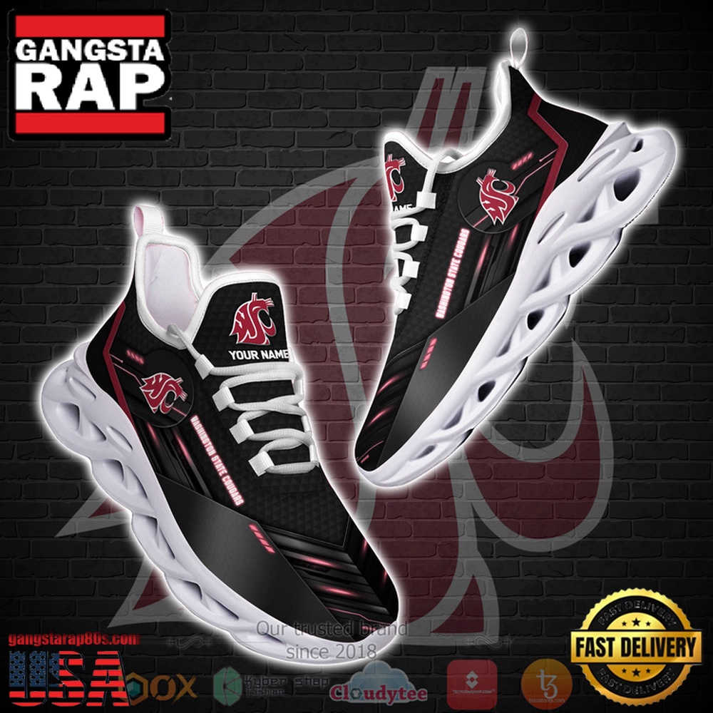 NCAA Washington State Cougars Custom Name Clunky Unique Design Max Soul Shoes Running Sneakers