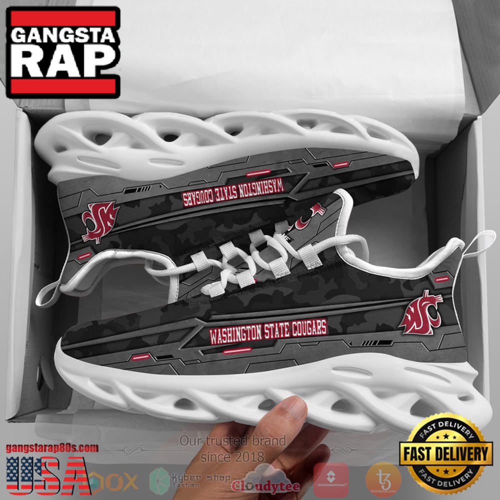 NCAA Washington State Cougars Football Team Custom Name Clunky Unique Design Max Soul Shoes Running Sneakers