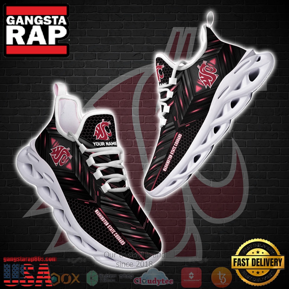 NCAA Washington State Cougars Ncaa Custom Name Clunky Unique Design Max Soul Shoes Running Sneakers
