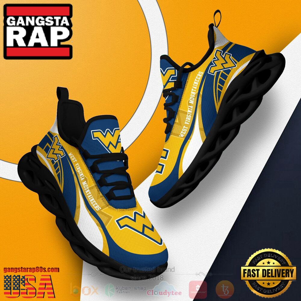 NCAA West Virginia Mountaineers Football Clunky Unique Design Max Soul Shoes Running Sneakers