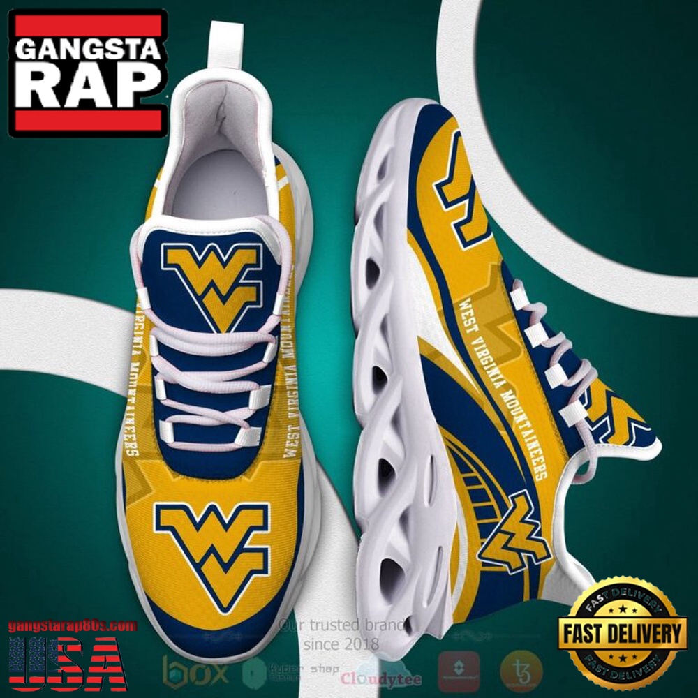 NCAA West Virginia Mountaineers Football Clunky Unique Design Max Soul Shoes Running Sneakers NCAA West Virginia Mountaineers Football Clunky Unique Design Max Soul Shoes Running Sneakers