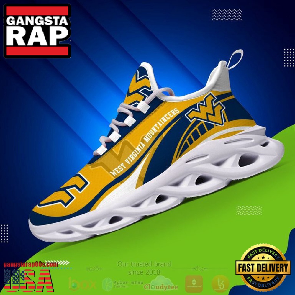 NCAA West Virginia Mountaineers Football Clunky Unique Design Max Soul Shoes Running Sneakers