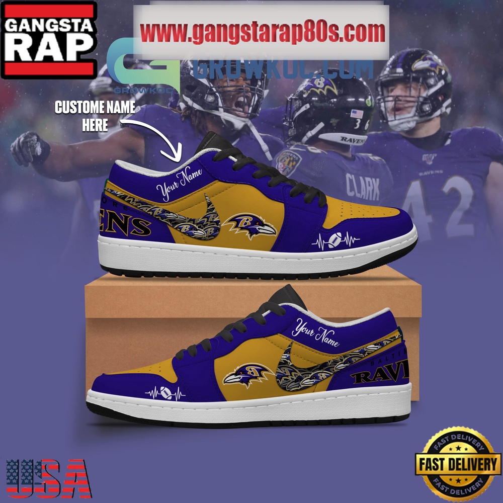 NFL Baltimore Ravens Personalized Air Jordan 1 Sneakers Shoes