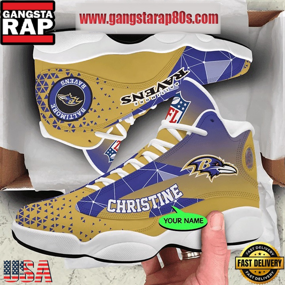 NFL Baltimore Ravens Personalized Air Jordan 13 Sport Shoes
