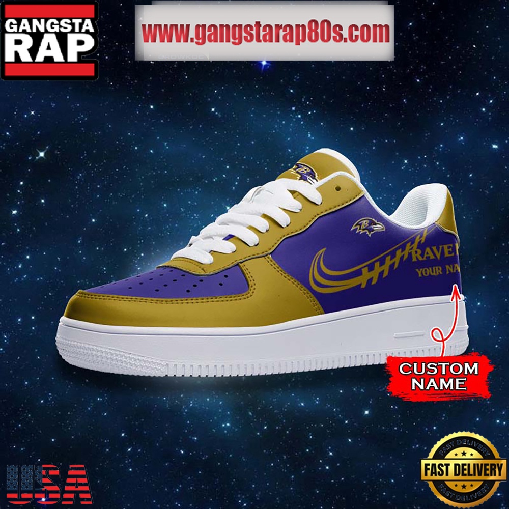 NFL Baltimore Ravens Unique Design Custom Name Air Force 1 Sneaker Shoes