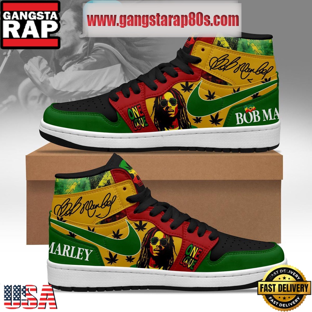 NFL Bob Marley One Love Of Reggae Era Air Jordan 1 Sneakers Shoes