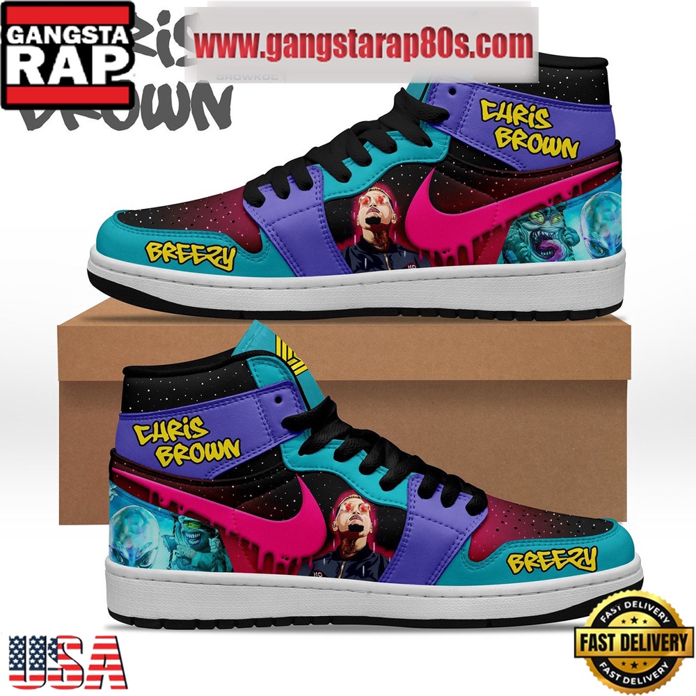 NFL Chris Brown Breezy Fan Galaxy Air Jordan 1 Sneakers Shoes