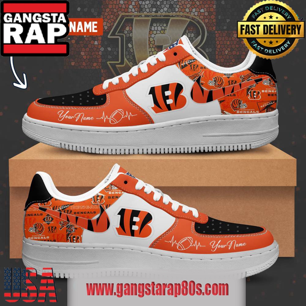 NFL Cincinnati Bengals Custom Name Air Force 1 Running Sneakers Shoes NFL Cincinnati Bengals Custom Name Air Force 1 Running Sneakers Shoes