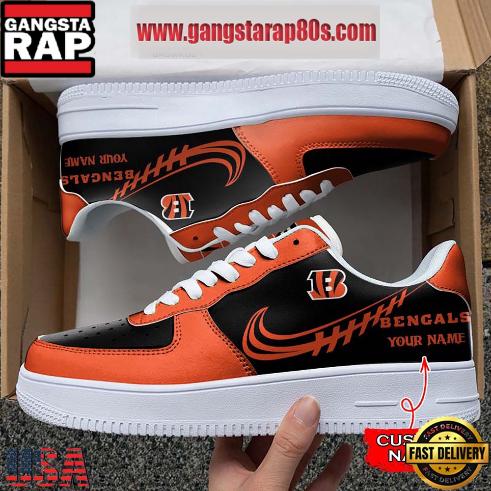 NFL Cincinnati Bengals Unique Design Custom Name Air Force 1 Sneaker Shoes NFL Cincinnati Bengals Unique Design Custom Name Air Force 1 Sneaker Shoes
