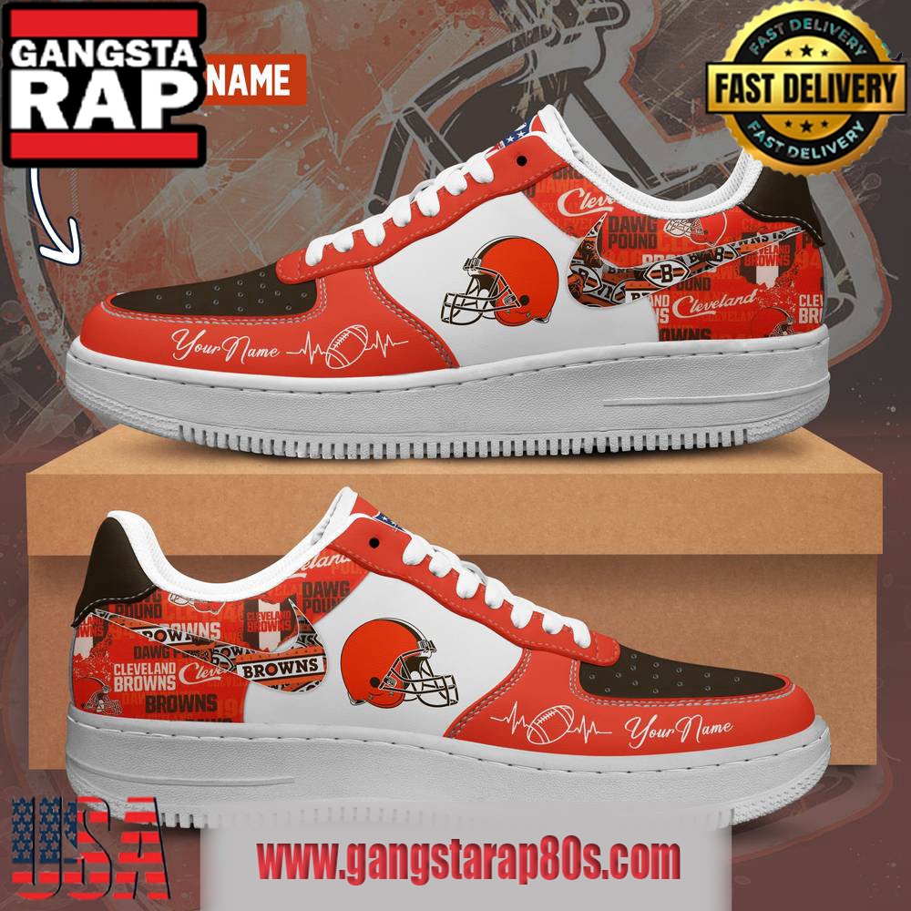 NFL Cleveland Browns Custom Name Air Force 1 Running Sneakers Shoes NFL Cleveland Browns Custom Name Air Force 1 Running Sneakers Shoes