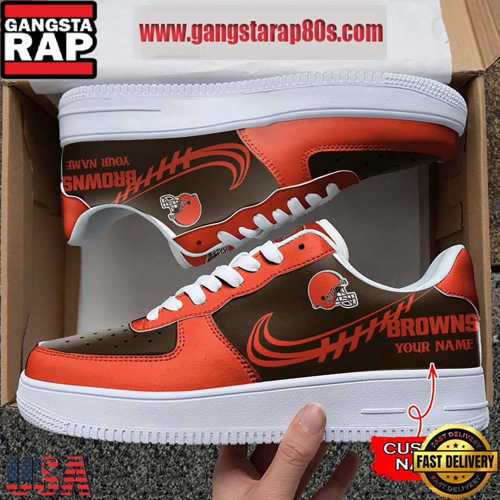 NFL Cleveland Browns Unique Design Custom Name Air Force 1 Sneaker Shoes NFL Cleveland Browns Unique Design Custom Name Air Force 1 Sneaker Shoes