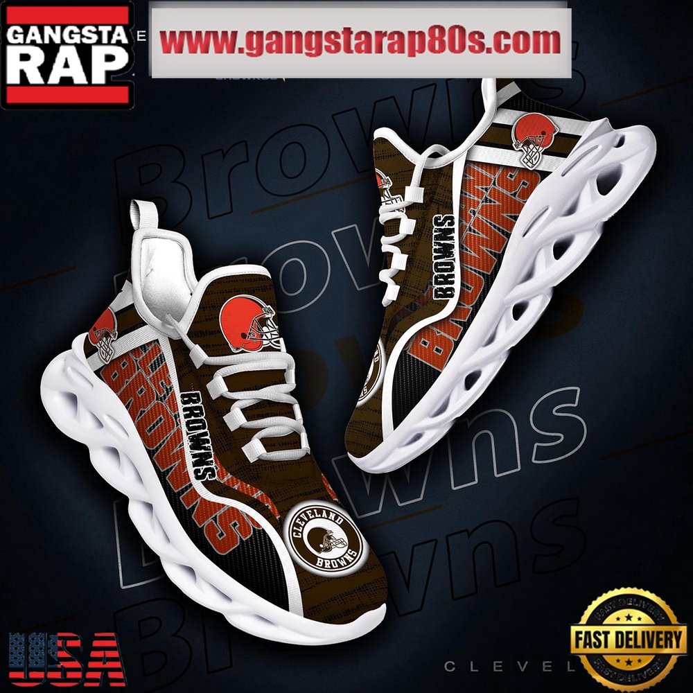 NFL Cleveland Browns Unique Design Max Soul Shoes Running Sneakers NFL Cleveland Browns Unique Design Max Soul Shoes Running Sneakers