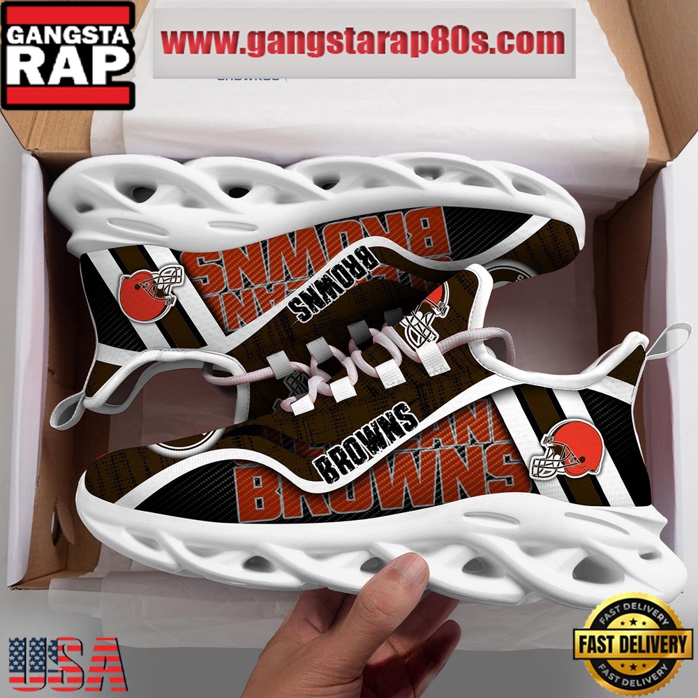 NFL Cleveland Browns Unique Design Max Soul Shoes Running Sneakers NFL Cleveland Browns Unique Design Max Soul Shoes Running Sneakers