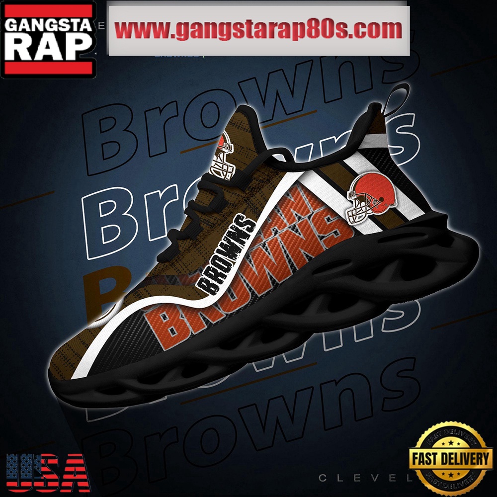 NFL Cleveland Browns Unique Design Max Soul Shoes Running Sneakers NFL Cleveland Browns Unique Design Max Soul Shoes Running Sneakers
