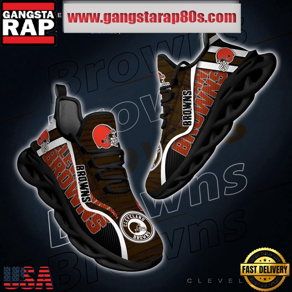 NFL Cleveland Browns Unique Design Max Soul Shoes Running Sneakers NFL Cleveland Browns Unique Design Max Soul Shoes Running Sneakers