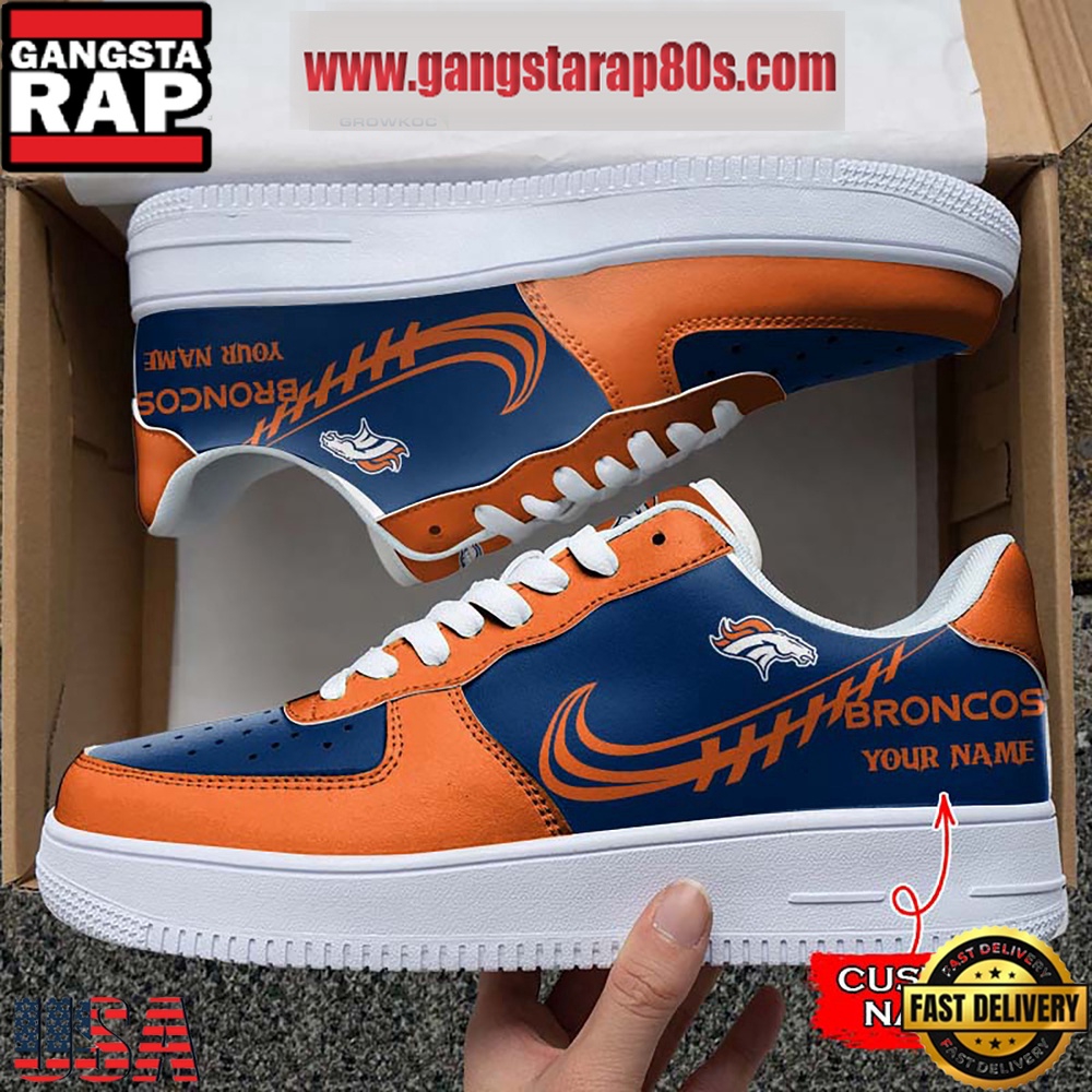 NFL Denver Broncos Unique Design Custom Name Air Force 1 Sneaker Shoes