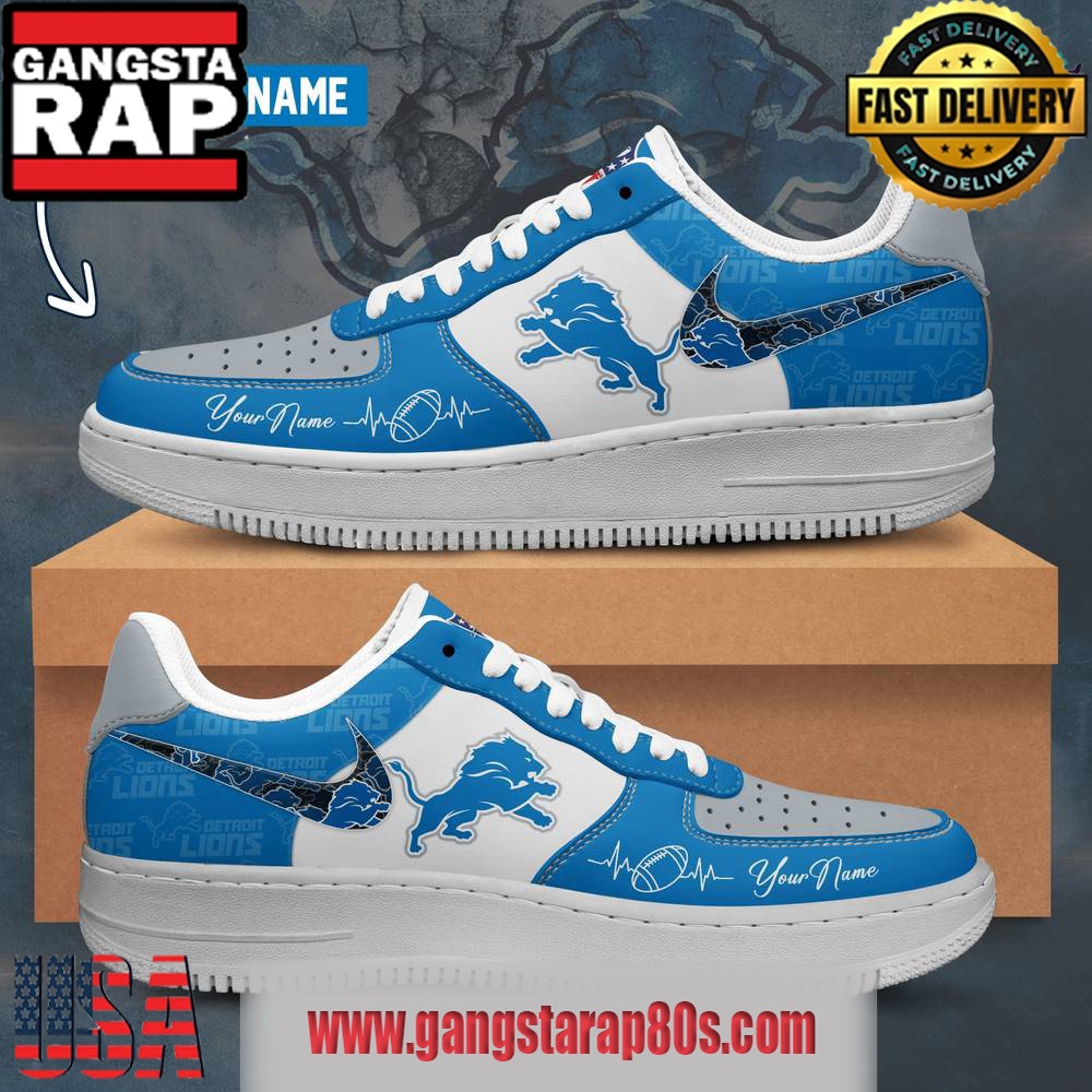 NFL Detroit Lions Custom Name Air Force 1 Running Sneakers Shoes