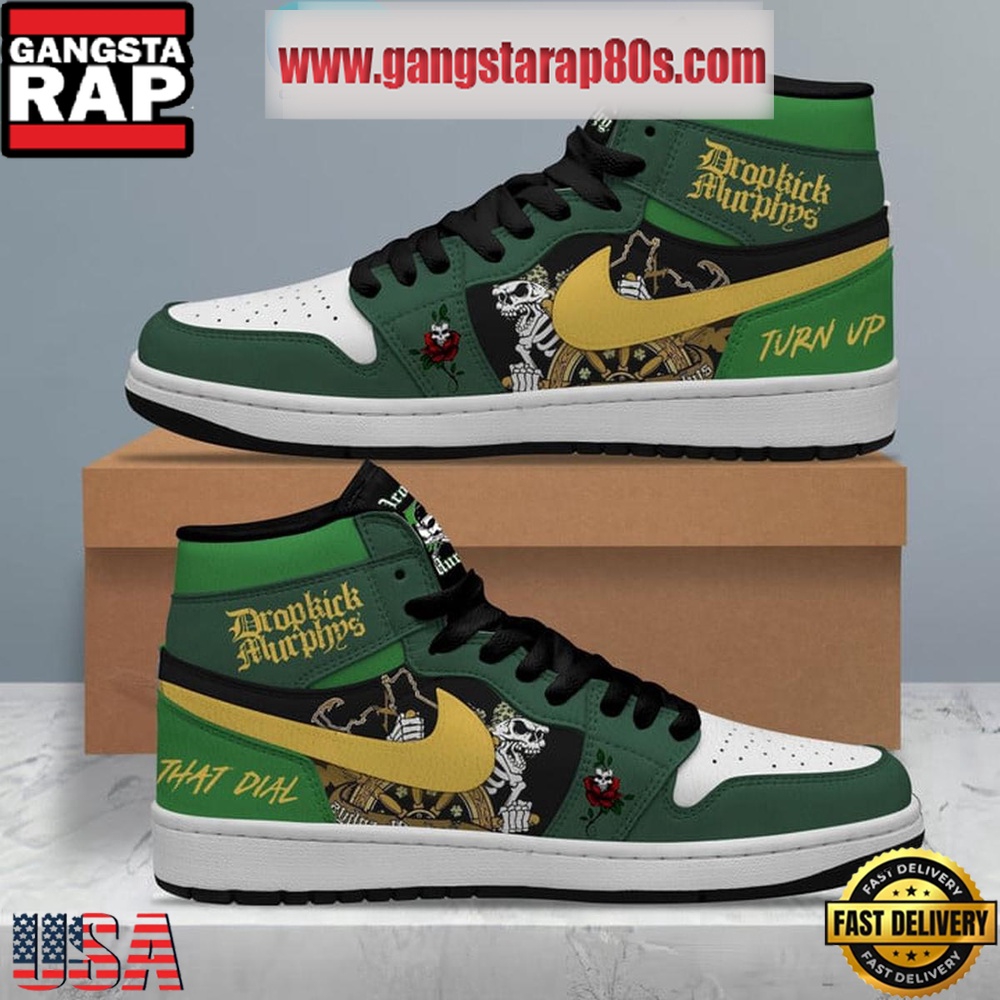 NFL Dropkick Murphys Turn Up That Dial Rock Time Air Jordan 1 Sneakers Shoes