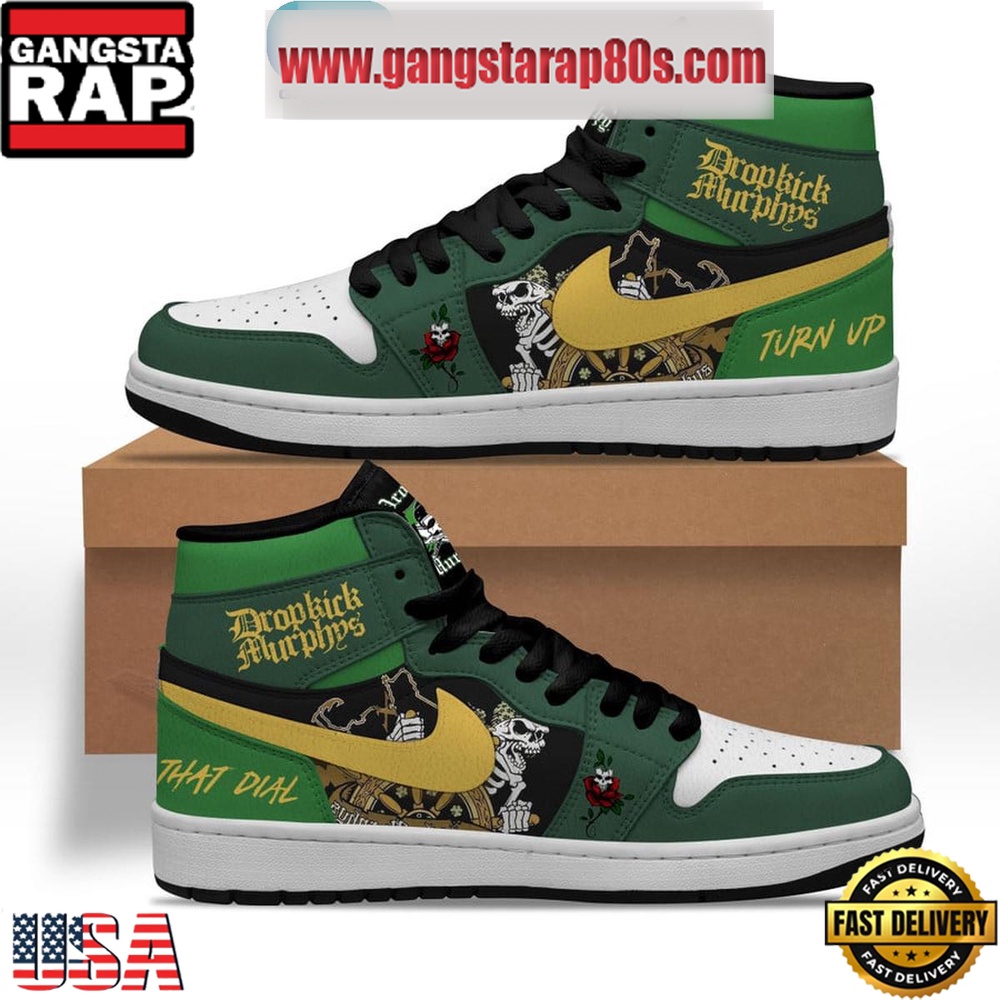 NFL Dropkick Murphys Turn Up That Dial Rock Time Air Jordan 1 Sneakers Shoes