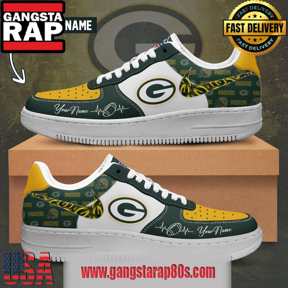 NFL Green Bay Packers Custom Name Air Force 1 Running Sneakers Shoes