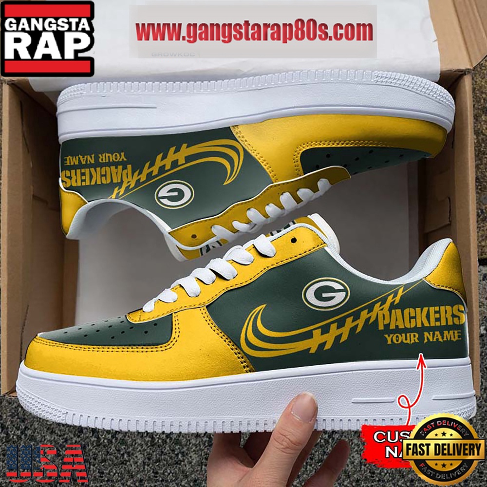 NFL Green Bay Packers Unique Design Custom Name Air Force 1 Sneaker Shoes
