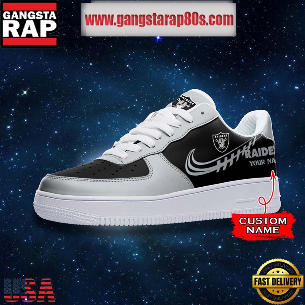 NFL Las Vegas Raiders Unique Design Custom Name Air Force 1 Sneaker Shoes