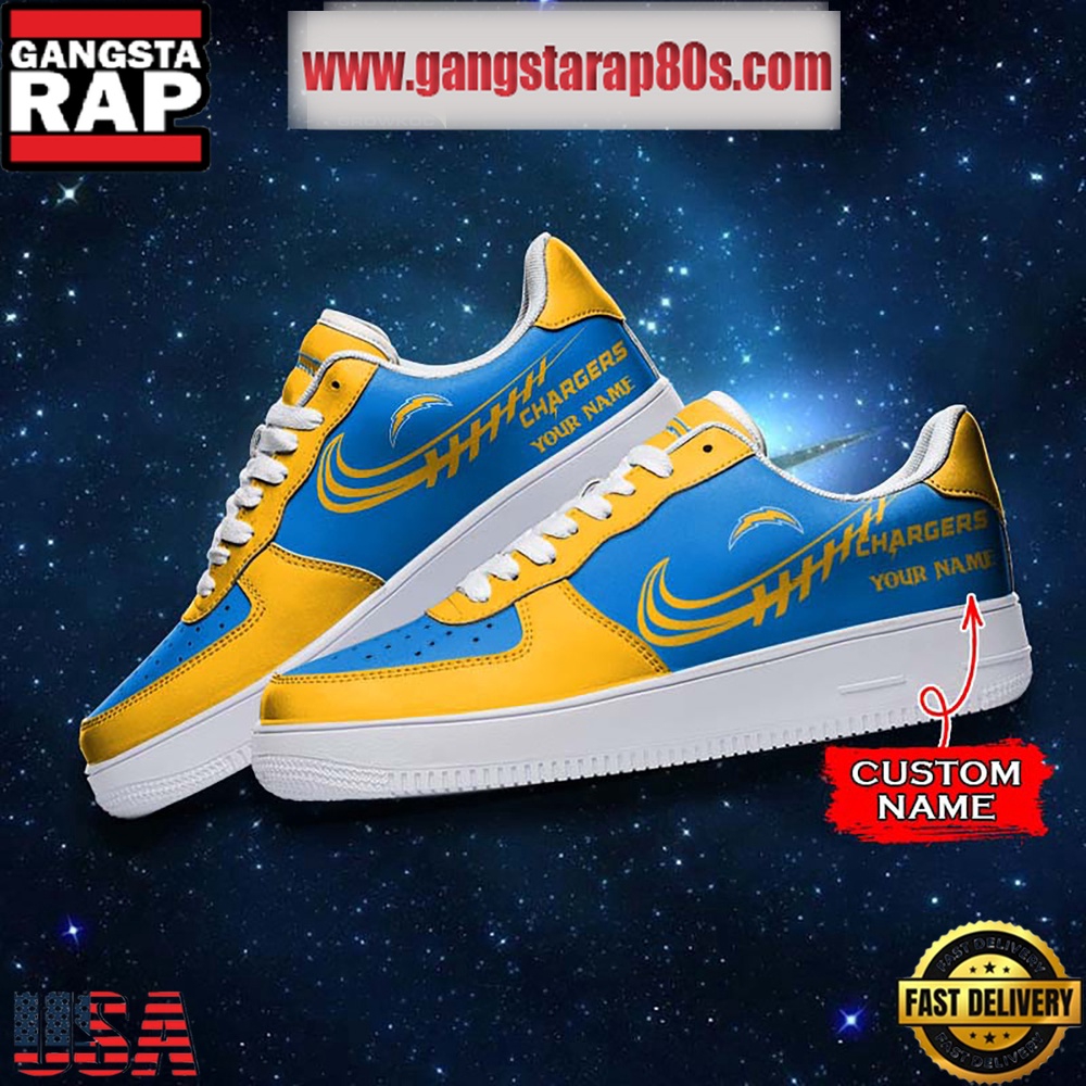 NFL Los Angeles Chargers Unique Design Custom Name Air Force 1 Sneaker Shoes NFL Los Angeles Chargers Unique Design Custom Name Air Force 1 Sneaker Shoes