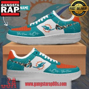 NFL Miami Dolphins Custom Name Air Force 1 Running Sneakers Shoes