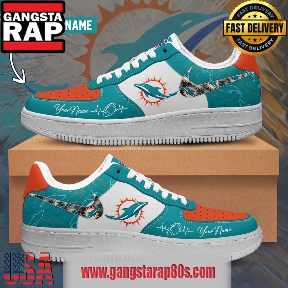 NFL Miami Dolphins Custom Name Air Force 1 Running Sneakers Shoes