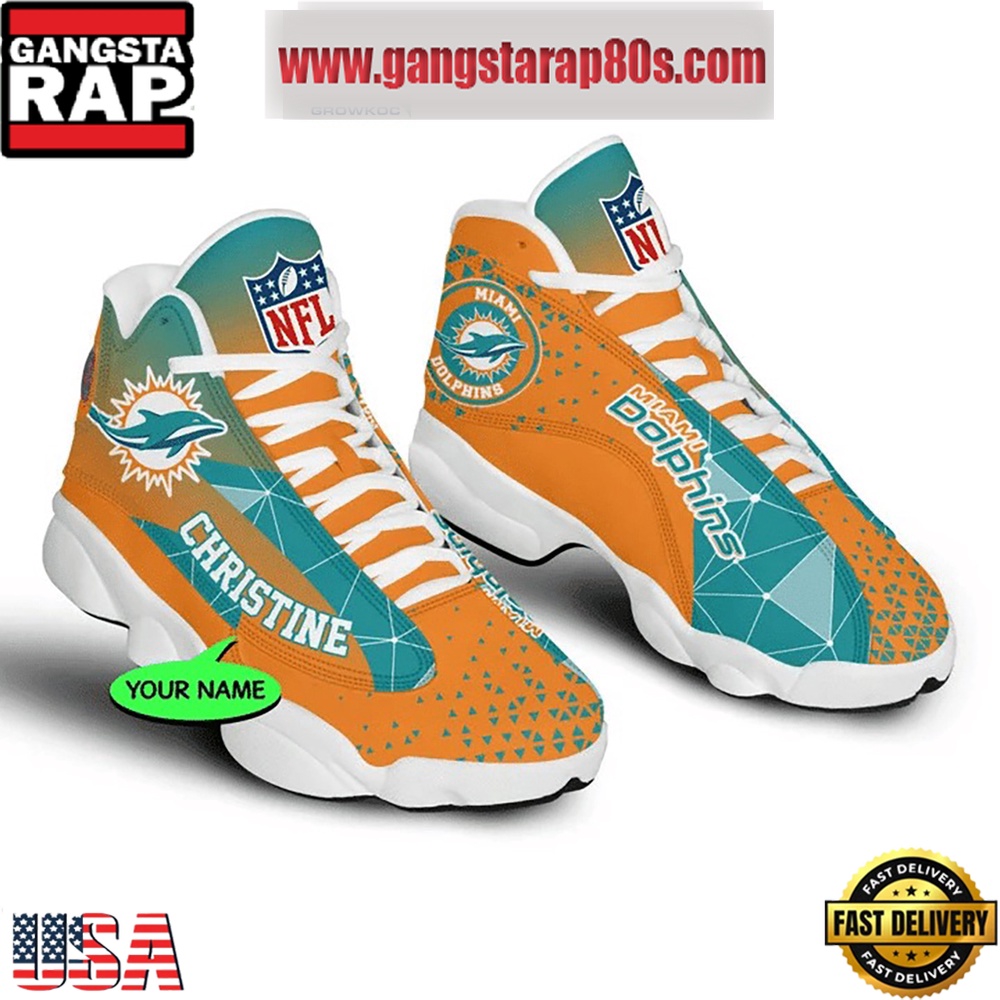 NFL Miami Dolphins Personalized Air Jordan 13 Sport Shoes