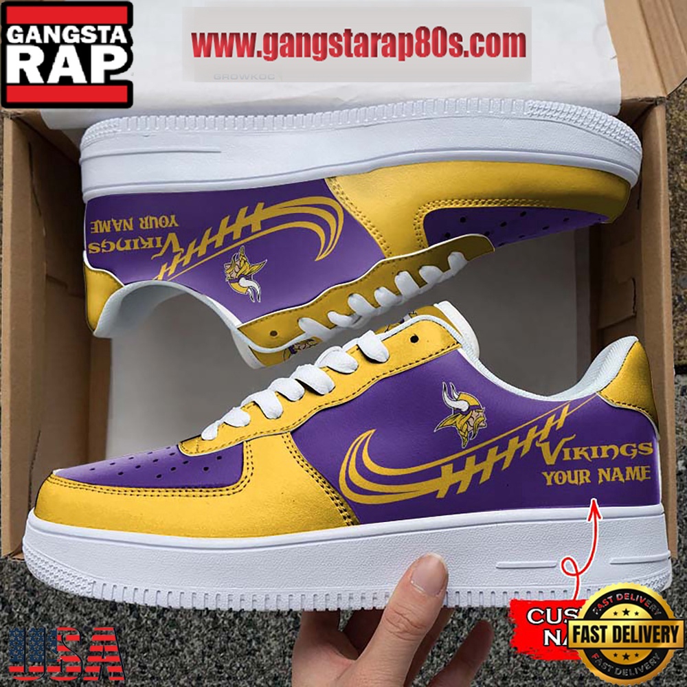 NFL Minnesota Vikings Unique Design Custom Name Air Force 1 Sneaker Shoes