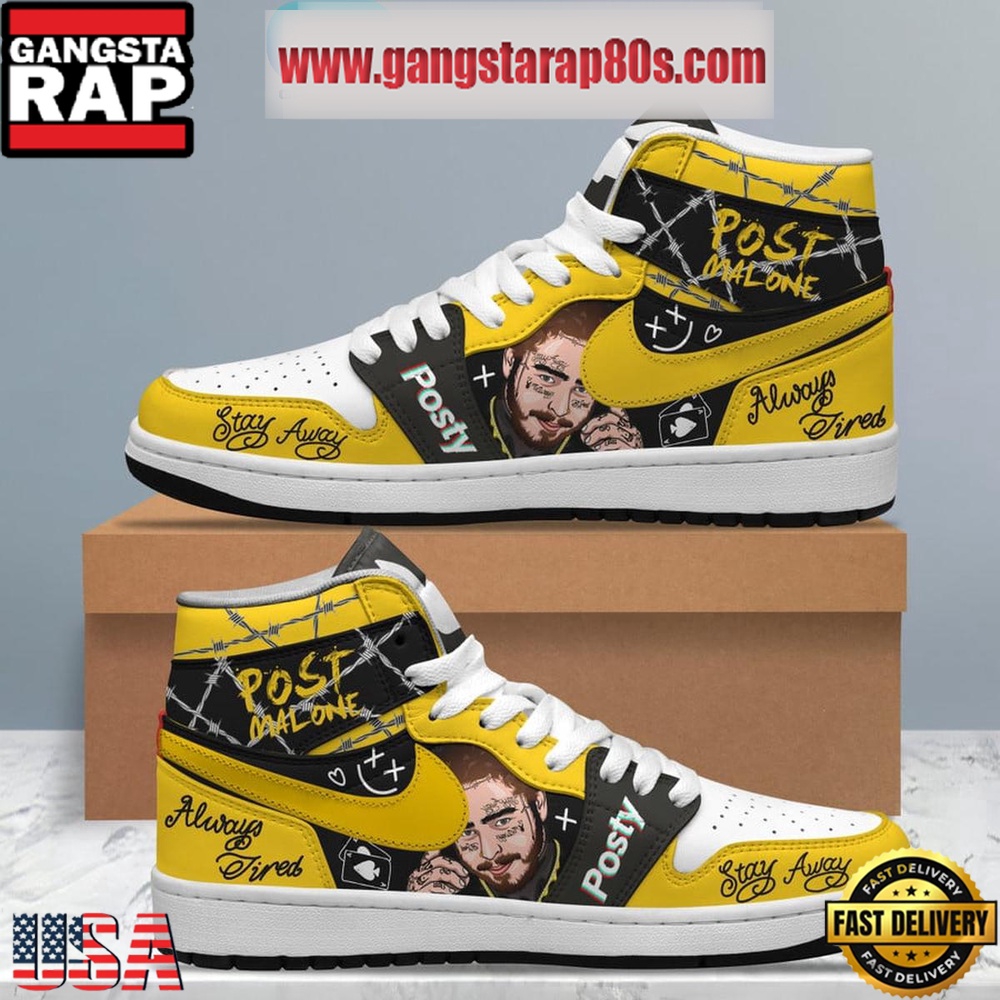 NFL Post Malone Always Tired Posty Air Jordan 1 Sneakers Shoes