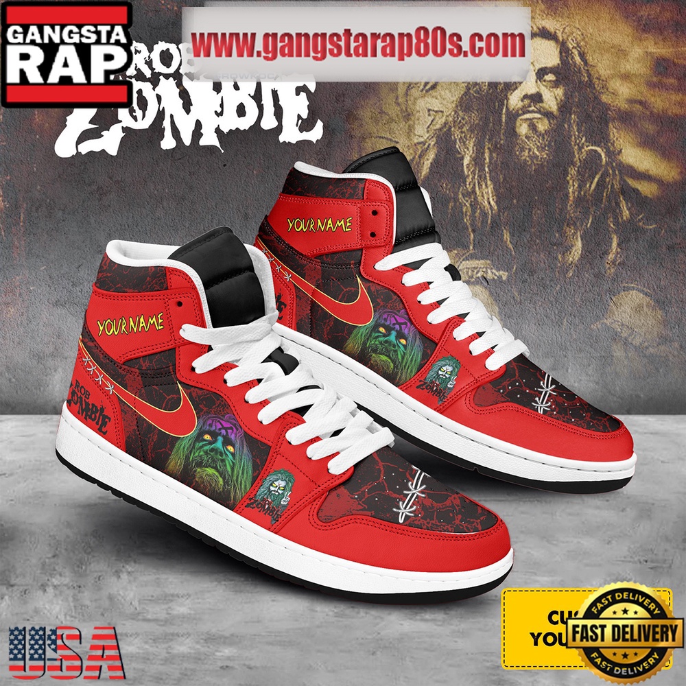 Rob Zombie Dragula Personalized Air Jordan 1 Sneakers Shoes White Version Rob Zombie Dragula Personalized Air Jordan 1 Sneakers Shoes White Version