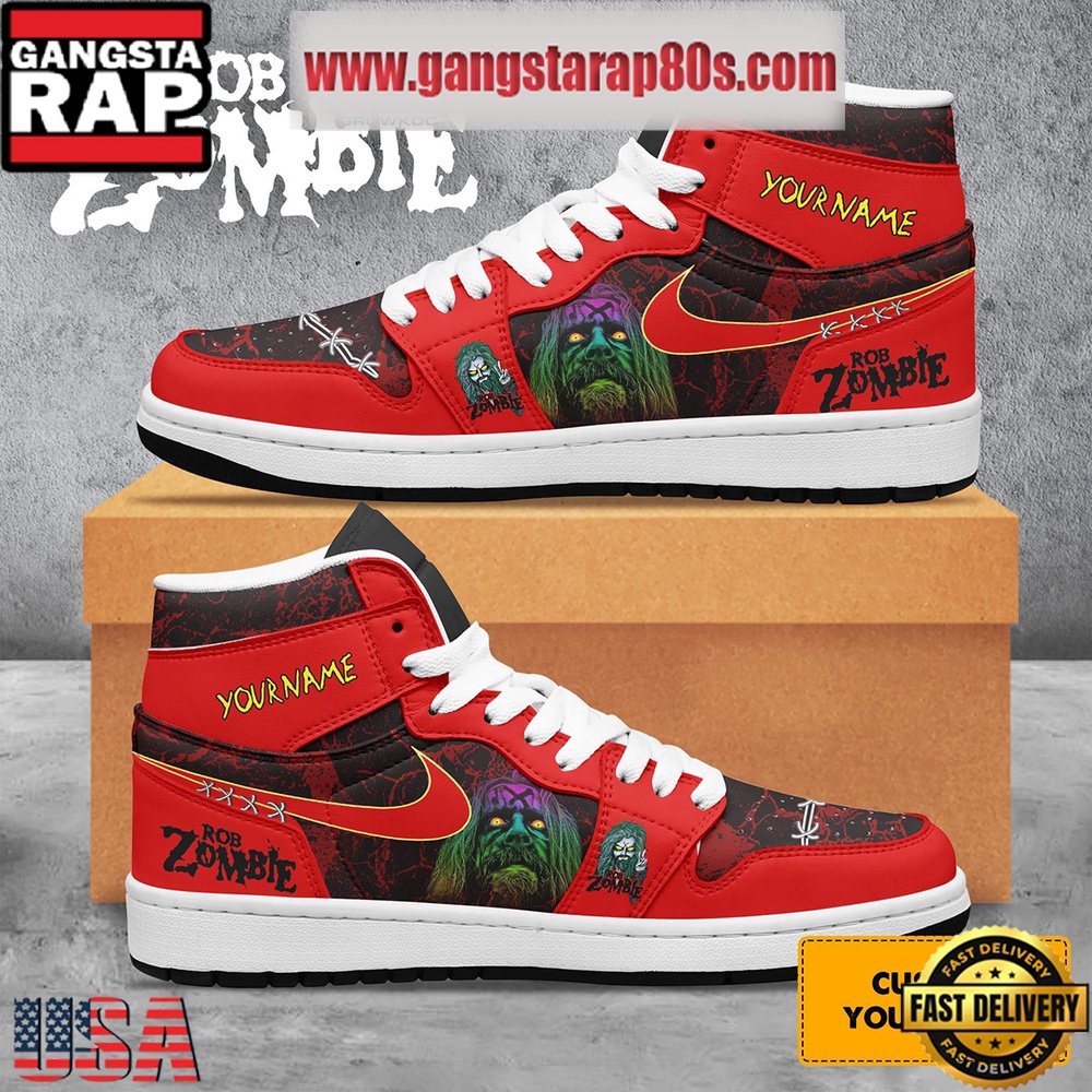 Rob Zombie Dragula Personalized Air Jordan 1 Sneakers Shoes White Version Rob Zombie Dragula Personalized Air Jordan 1 Sneakers Shoes White Version