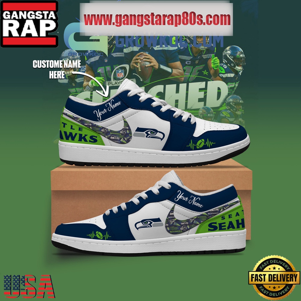 Seattle Seahawks Personalized Air Jordan 1 Sneakers Shoes Seattle Seahawks Personalized Air Jordan 1 Sneakers Shoes