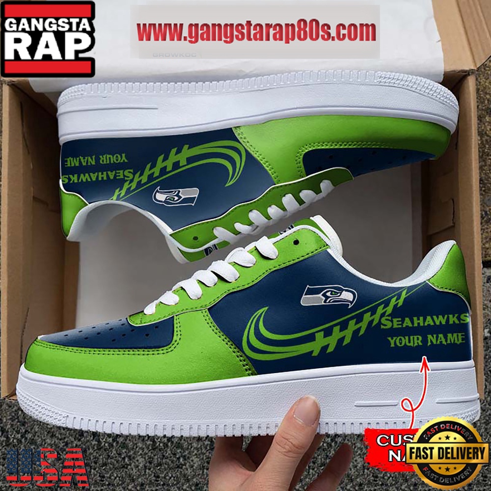 NFL Seattle Seahawks Unique Design Custom Name Air Force 1 Sneaker Shoes NFL Seattle Seahawks Unique Design Custom Name Air Force 1 Sneaker Shoes