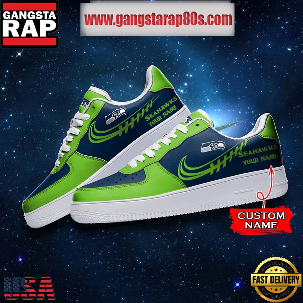 NFL Seattle Seahawks Unique Design Custom Name Air Force 1 Sneaker Shoes NFL Seattle Seahawks Unique Design Custom Name Air Force 1 Sneaker Shoes