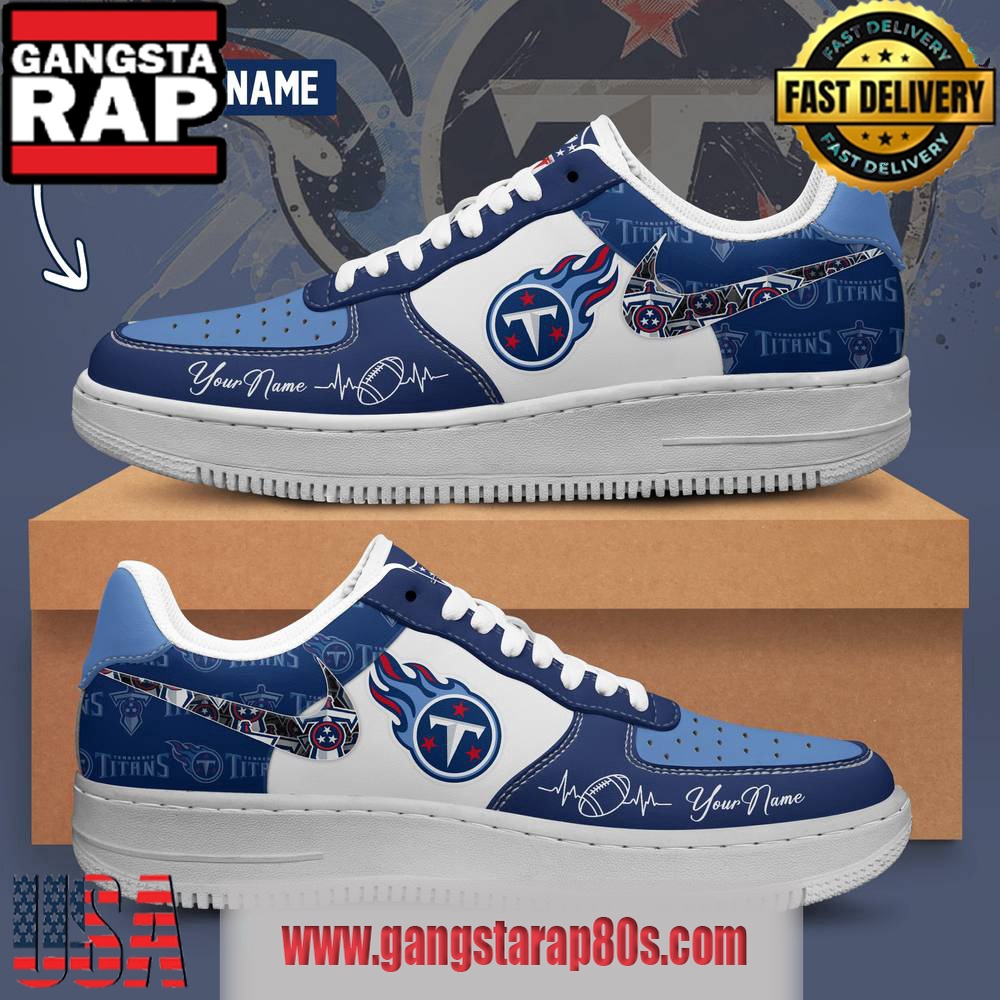 NFL Tennessee Titans Custom Name Air Force 1 Running Sneakers Shoes NFL Tennessee Titans Custom Name Air Force 1 Running Sneakers Shoes