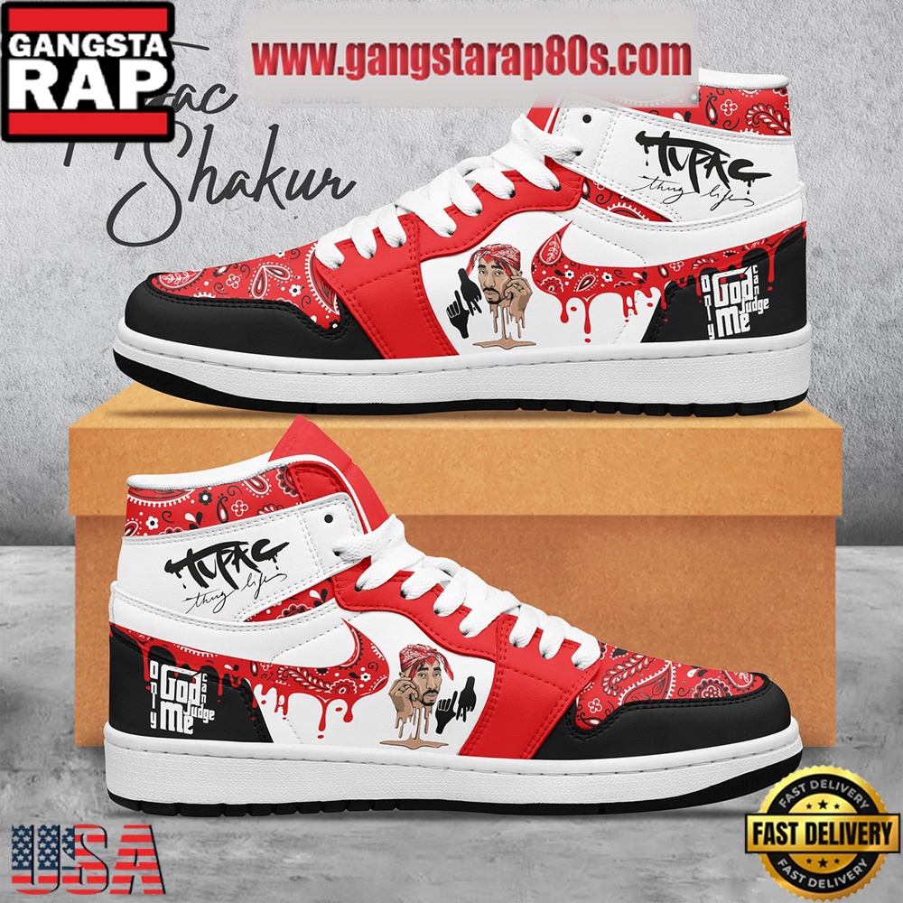 NFL Tupac Shakur Only God Can Judge Me Air Jordan 1 Sneakers Shoes White Lace