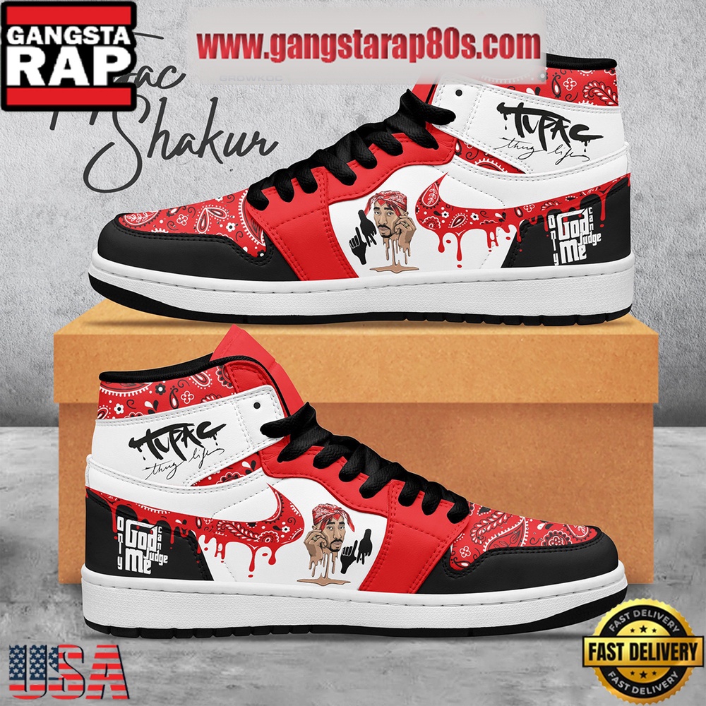 NFL Tupac Shakur Only God Can Judge Me Black Lace Air Jordan 1 Sneakers Shoes