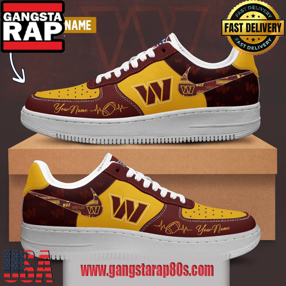 NFL Washington Commanders Custom Name Air Force 1 Running Sneakers Shoes NFL Washington Commanders Custom Name Air Force 1 Running Sneakers Shoes