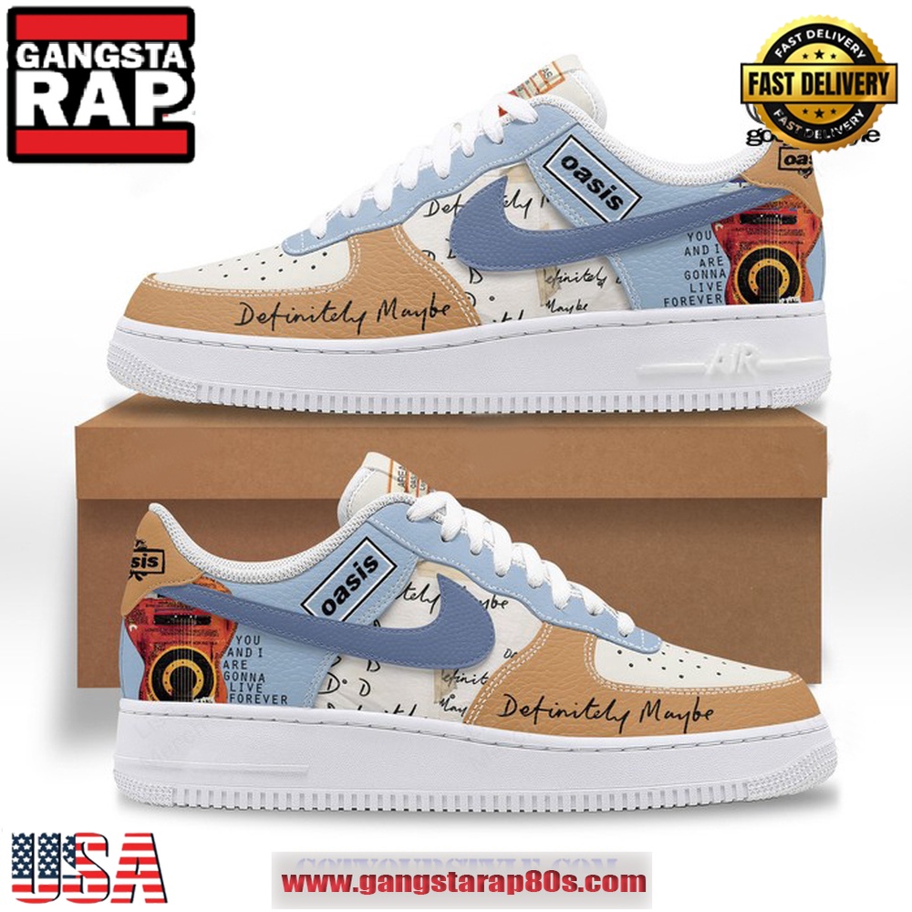 Oasis Band Definitely Maybe Limited Edition Air Force 1 Running Sneakers Shoes