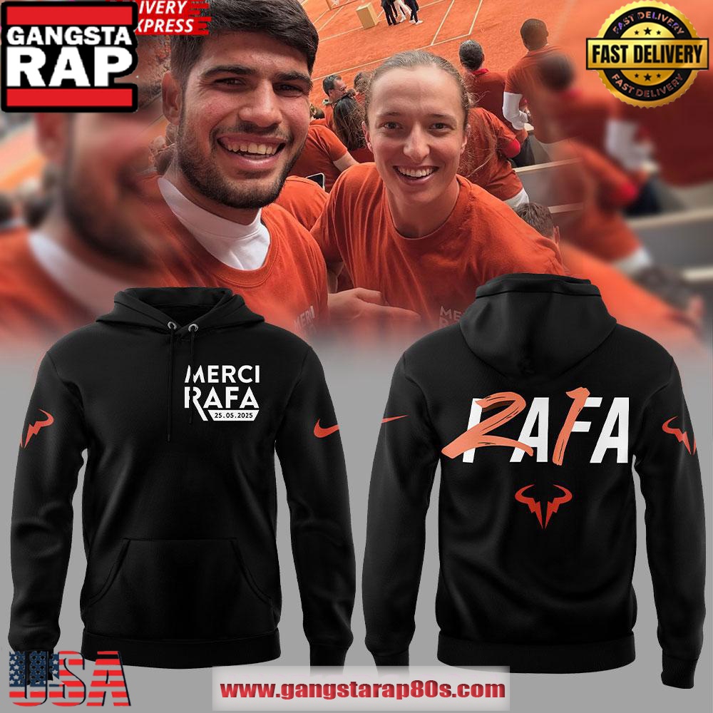 Offical Rafael Nadal Roland Garros Merci Rafa 2025 Black All Over Print Hoodie Offical Rafael Nadal Roland Garros Merci Rafa 2025 Black All Over Print Hoodie