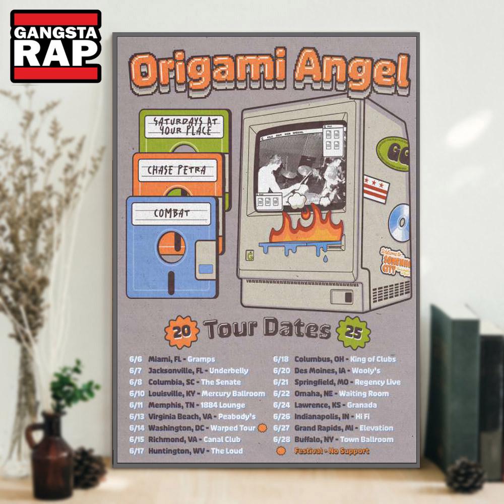 Origami Angel Tour Dates 2025 Poster Canvas Art
