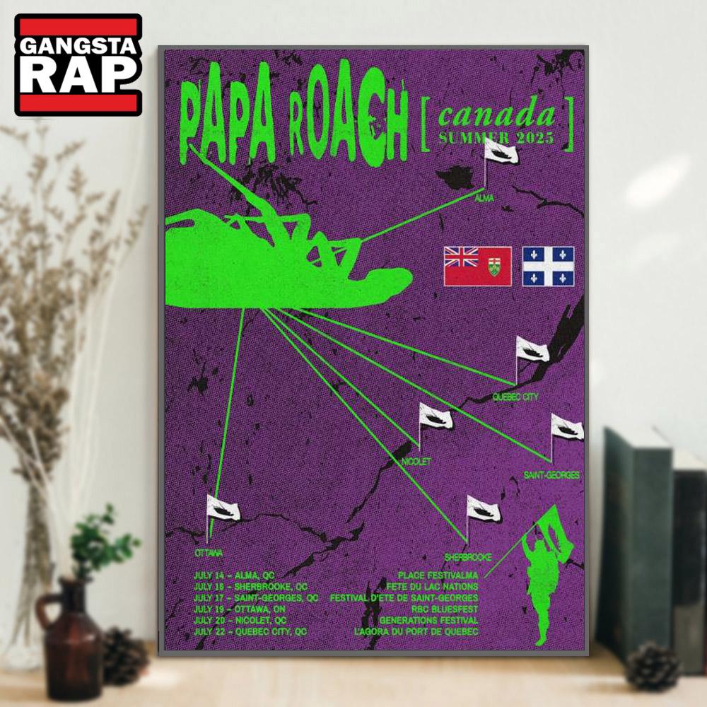 Papa Roach Canada Summer Tour 2025 Poster Canvas Art